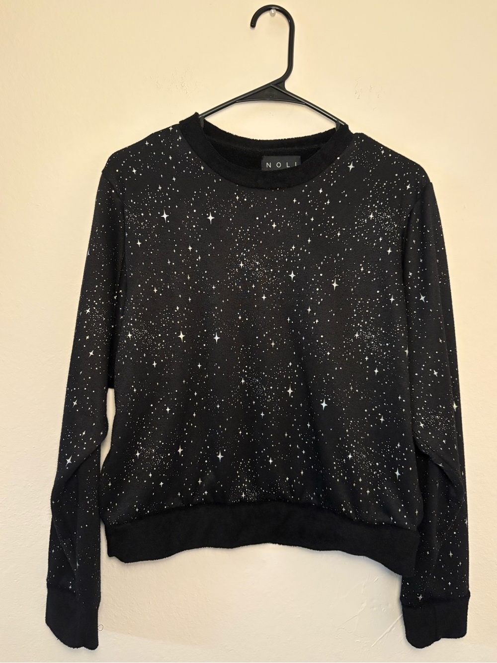 Noli Black Sweatshirt with White Star Speckle Print